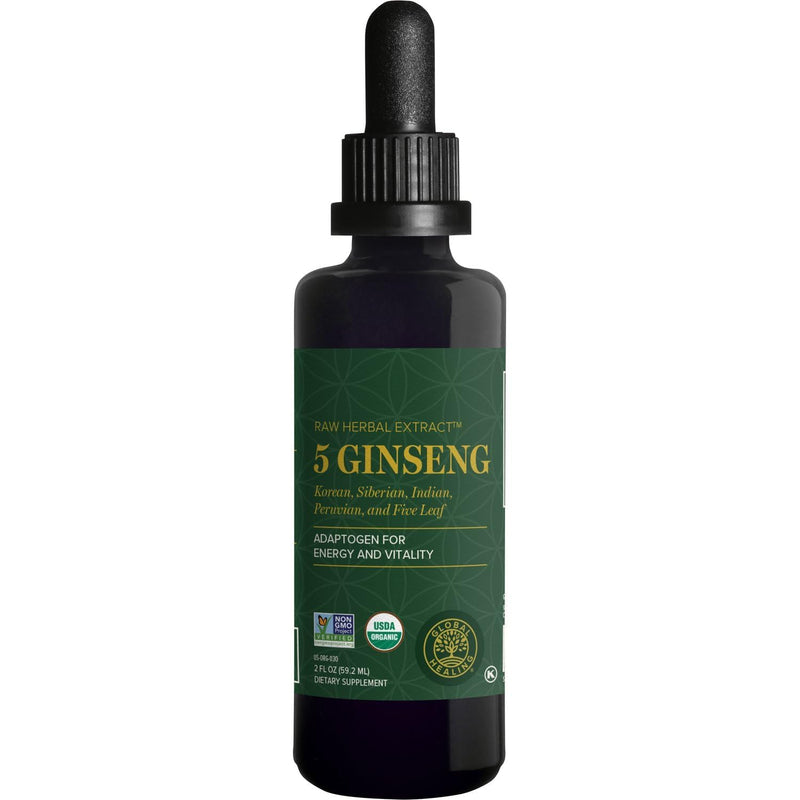 [Australia] - Global Healing Center - Ginseng - Organic Raw Herbal Extract - Liquid Panax Supplement Drop Promotes Energy - Korean and Siberian Ginseng Supplement, Maca, Ashwagandha - Non-GMO - 2 Fl Oz 