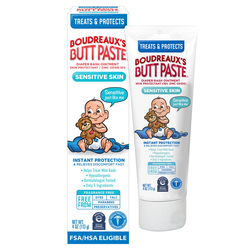[Australia] - Boudreaux's Butt Paste for Sensitive Skin Diaper Rash Cream, Ointment for Baby, 4 oz Tube 4 Ounce (Pack of 1) 
