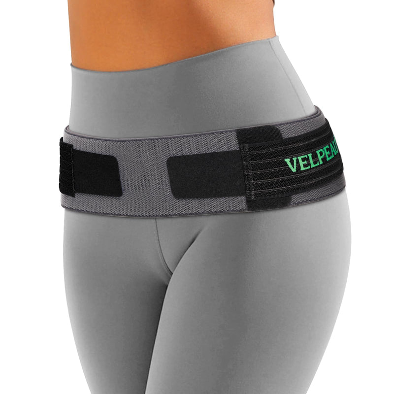 Velpeau Sacroiliac Belt for Si Joint, Hip, Pelvic, Lower Back, Leg and Sacral Nerve Pain Relief, Very Stretchy, Slim, Lightweight, Can be Worn Under Pants for Women and Men (One Size, Hips <53")