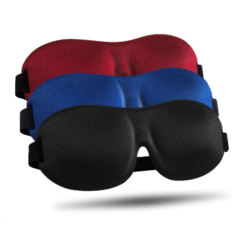 [Australia] - LKY DIGITAL Sleep Mask for Side Sleeper 3 Pack, Blackout 3D Eye Mask for Sleeping, Night Blindfold for Men Women Black & Blue & Red 