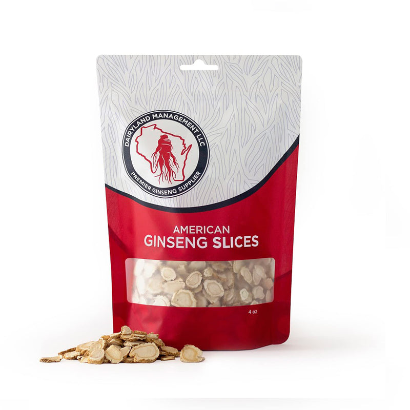 [Australia] - Dairyland American Ginseng Slices - 4 oz Pack Wisconsin Ginseng Slices - Authentic American Ginseng - Non-GMO, Gluten Free Ginseng Root Slices - Use This Herbal Supplement in Soup, Tea, Congee 4 Ounce (Pack of 1) 