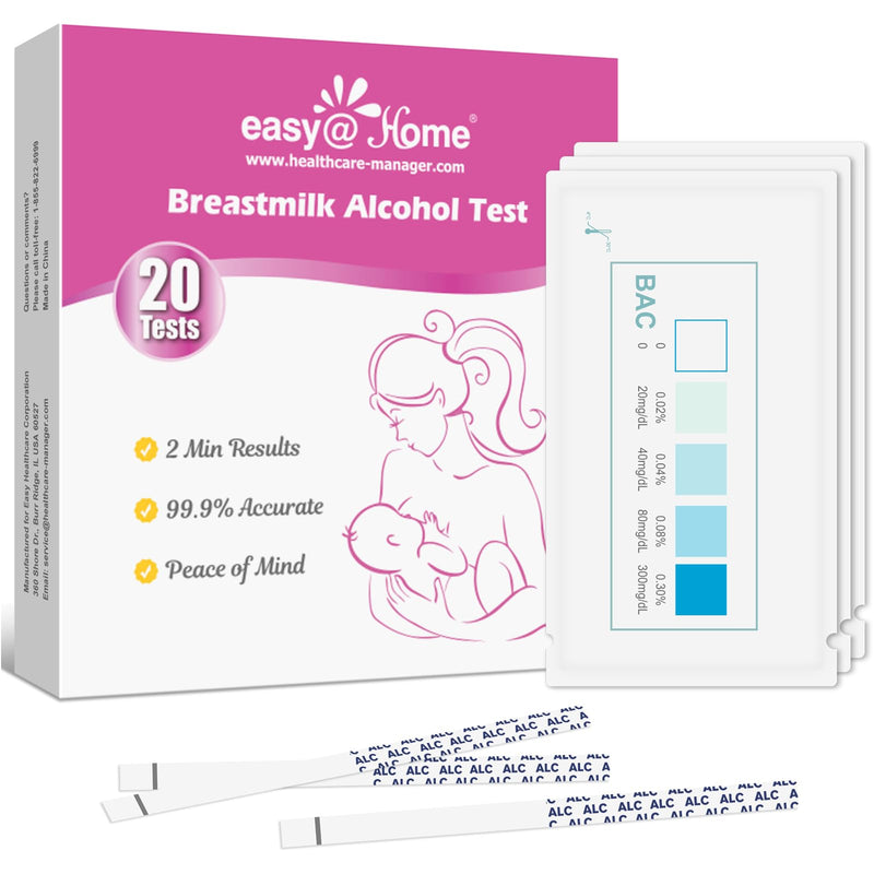 [Australia] - Easy@Home Breastmilk Alcohol Test Strips, at Home Alcohol Test for Breastfeeding and Lactation Milk Testing, Give Nursing Mothers Clarity, Easy, Quick and Precise Detection, EBA-20T, 20-Pack 