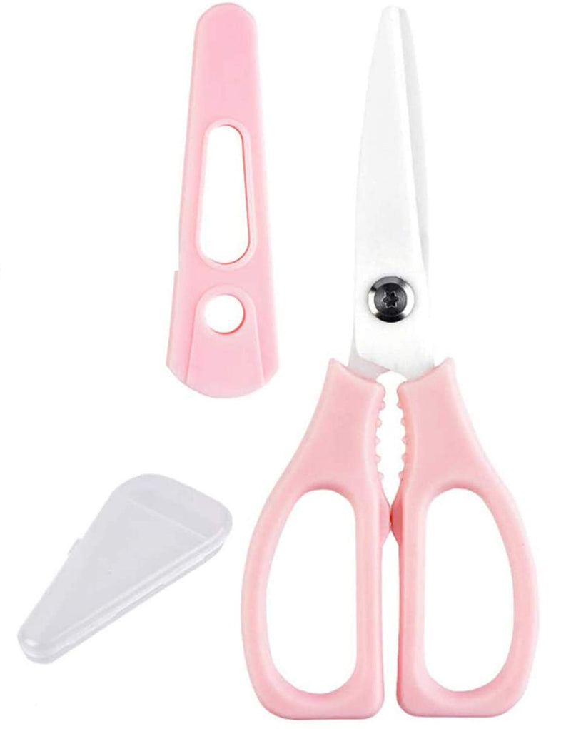 [Australia] - Ceramic Scissors,Healthy Baby Food Scissors with Cover Portable Shears (Pink) Pink 