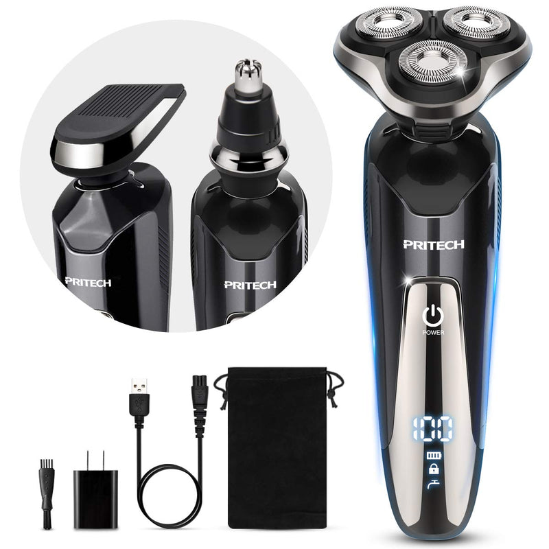[Australia] - Electric Razor for Men - Rechargeable Electric Shaver for Men, Waterproof Wet Dry Cordless Razor with Nose Hair Trimmer and Sideburns Trimmer 3 IN 1 Rotary Shavers 