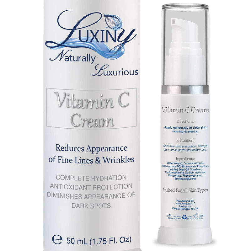Luxiny Vitamin C Moisturizer for Face & Neck, Wrinkle Defense Face Cream for Women Age Fighting Lotion, Jojoba Oil, Day/Night Cream Moisturizer, Reducing Hyperpigmentation plus Antioxidant Protection