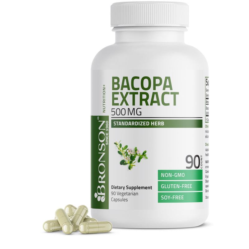 [Australia] - Bronson Bacopa Monnieri Extract 500 mg - Promotes Mental Clarity and Brain Function - Non GMO, 90 Vegetarian Capsules 