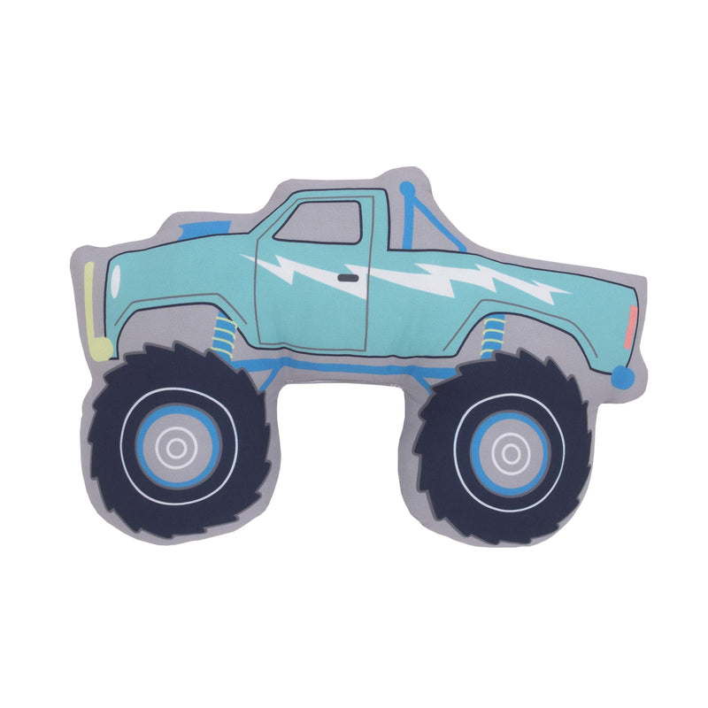 [Australia] - Carter's Teal, Blue & Grey Monster Truck Shaped Toddler Pillow, Teal, Blue, Grey , 14x9x3.25 Inch (Pack of 1) 