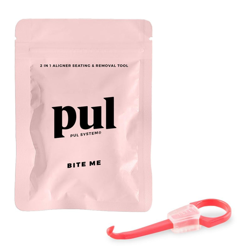 [Australia] - PUL Chewies & Clear Aligner Removal 2 in 1 Combo Tool - Compatible With Invisalign Removable Braces & Trays, Aligners, Retainers, Dentures - Hygienic Oral Care - Compact & Durable - 1 Pack, Pink 