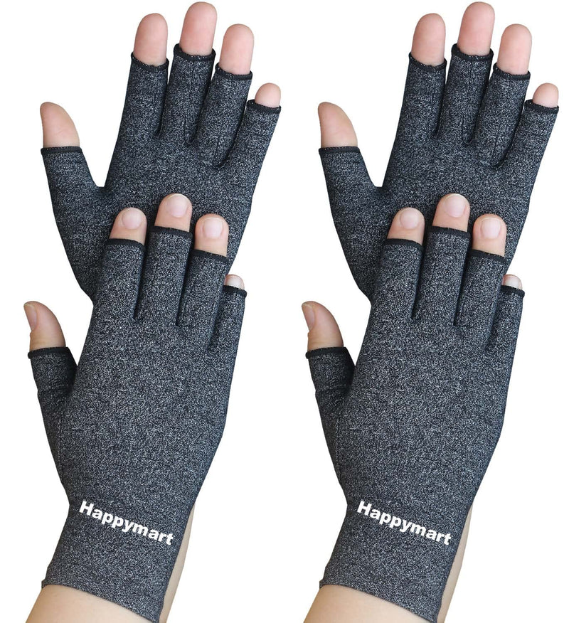 [Australia] - 2 Pairs Arthritis Gloves, Hand Compression Gloves for Rheumatoid, Pain Relief, Carpal Tunnel, Swelling, Joint Support, Driving Fingerless Gloves for Women Men (Black, Medium) Medium (Pack of 4) Black 