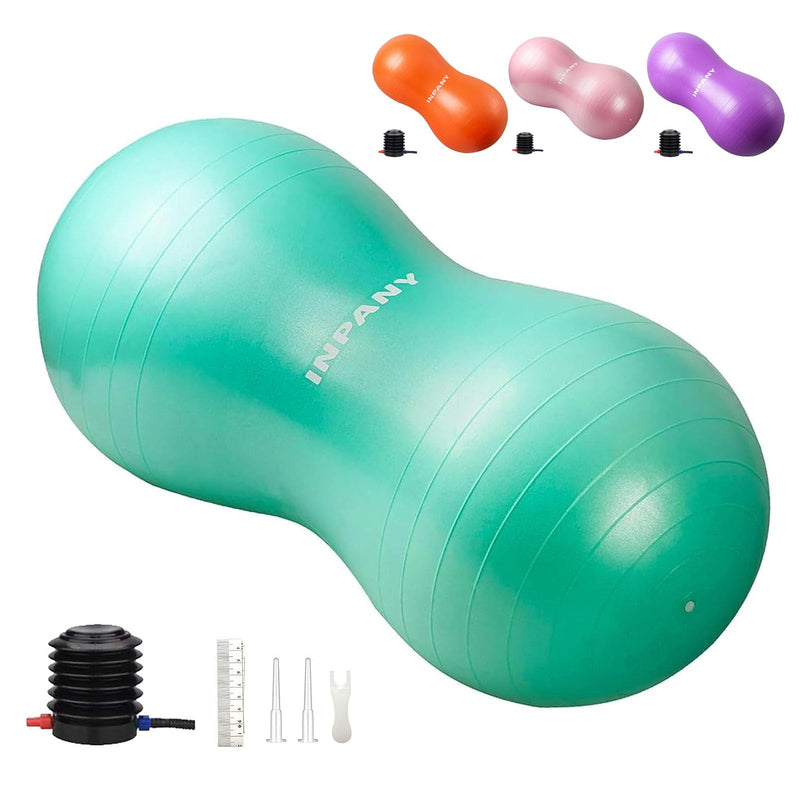 [Australia] - INPANY Peanut Ball - Anti Burst Exercise Ball for Labor Birthing, Physical Therapy for Kids, Core Strength, Flexible Seating, Home & Gym Fintness, Sensory Chair Wiggle Seat for Boys and Girls Green 