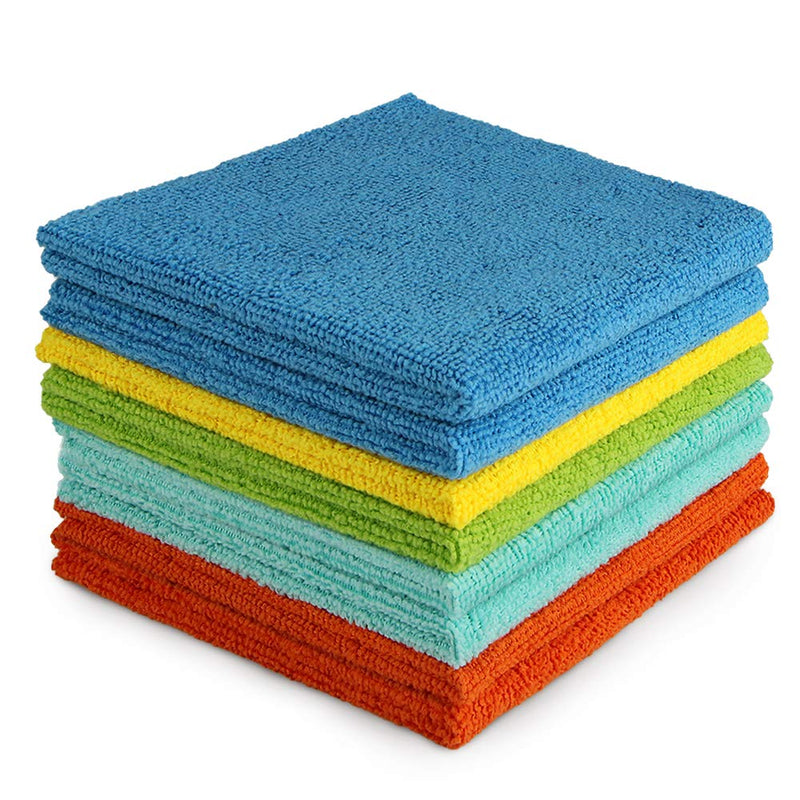 [Australia] - AIDEA Microfiber Cleaning Cloths-8PK, All-Purpose Cleaning Towels, Soft Absorbent Cleaning Rags Kitchen Towels, Lint-Free Dusting Cloth for House, Kitchen, Car, Window-(12in.x 12in.) Blue/Yellow 8 PK 