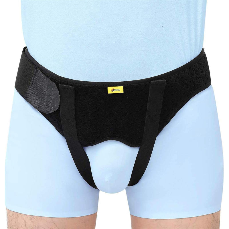 [Australia] - Hernia Belt for Men Hernia Support Truss for Single/Double Inguinal or Sports Hernia, Adjustable Waist Strap with 2 Removable Compression Pads Breathable Material Medium (Pack of 1) 