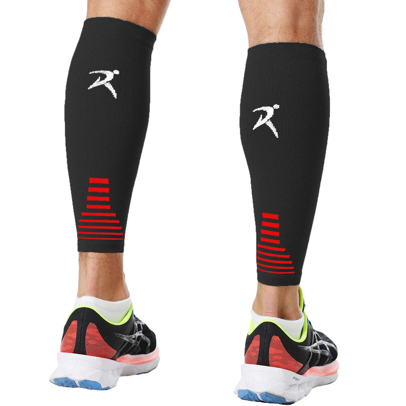 [Australia] - Rymora Leg Compression Sleeve, Calf Support Sleeves Legs Pain Relief for Men and Women, Comfortable and Secure Footless Socks for Fitness, Running, and Shin Splints – Black, Medium (One Pair) 