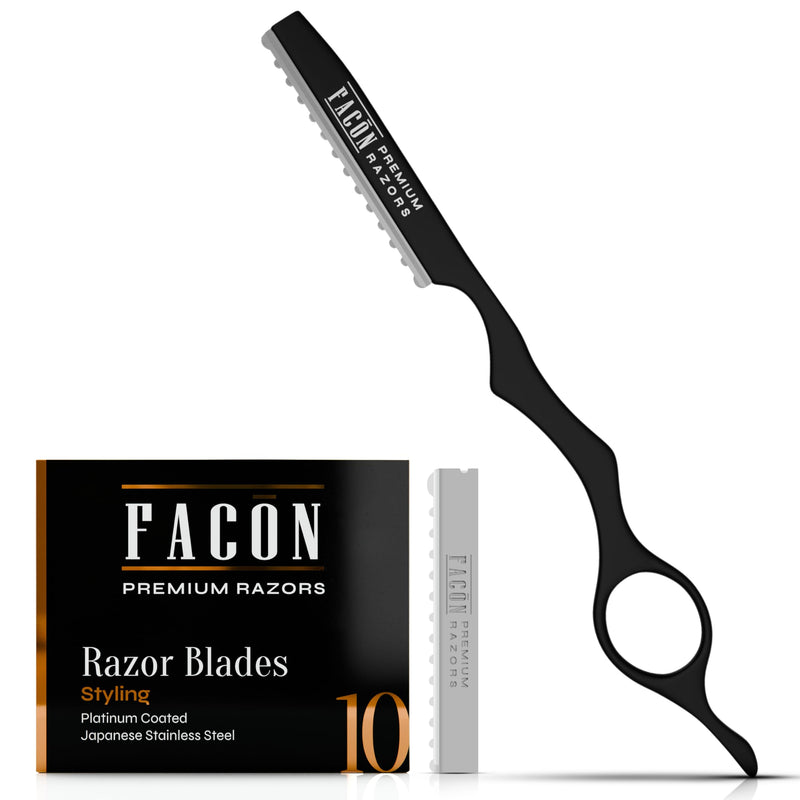[Australia] - Facón Hair Razors for Cutting Hair - Professional Hair Styling Razor Kit with 11 Replacement Blades, Stainless Steel Hair Cutting Tool for Salon & Home, Premium Hair Thinning Texturizing Faether Razor 
