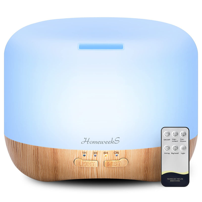[Australia] - Homeweeks 300ml Essential Oil Diffuser, Quiet Aromatherapy Mist Diffusers for Essential Oils, Wood Grain Ultrasonic Oil Diffuser with Remote Control,Timer, 7 Colors Light for Bedroom (300ml)… 300 ml 