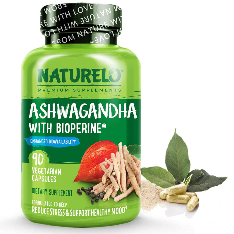 [Australia] - NATURELO Ashwagandha Organic Root Powder - Natural Herbs Supplement for Fatigue, Stress Relief, Mood Enhancer - with Black Pepper Extract - 90 Vegan Capsules Unflavored 90 Count (Pack of 1) 