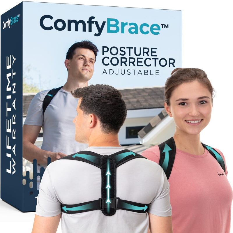 [Australia] - ComfyBrace Posture Corrector-Back Brace for Men and Women- Fully Adjustable Straightener for Mid, Upper Spine Support- Neck, Shoulder, Clavicle and Back Pain Relief-Breathable 