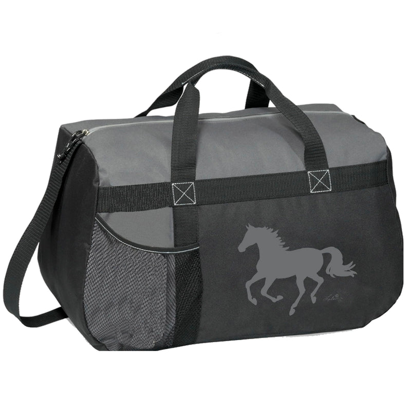 AWST Int'l “Lila” Galloping Equestrian Horse Duffle Bag- Grey