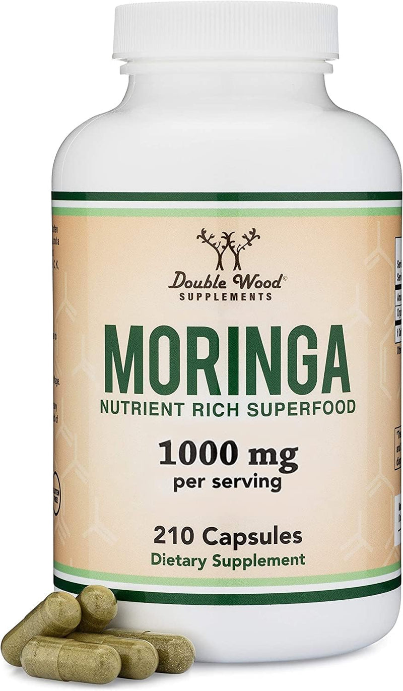 Organic Moringa Leaf 1,000mg, Energy, Joint + Immune Support, 210 Capsules | Energy, Joint + Immune Supplement, Whole-Leaf Powder (No Blends), Rich in Vitamin C, Calcium + Amino Acids, Vegan, ~3-Month