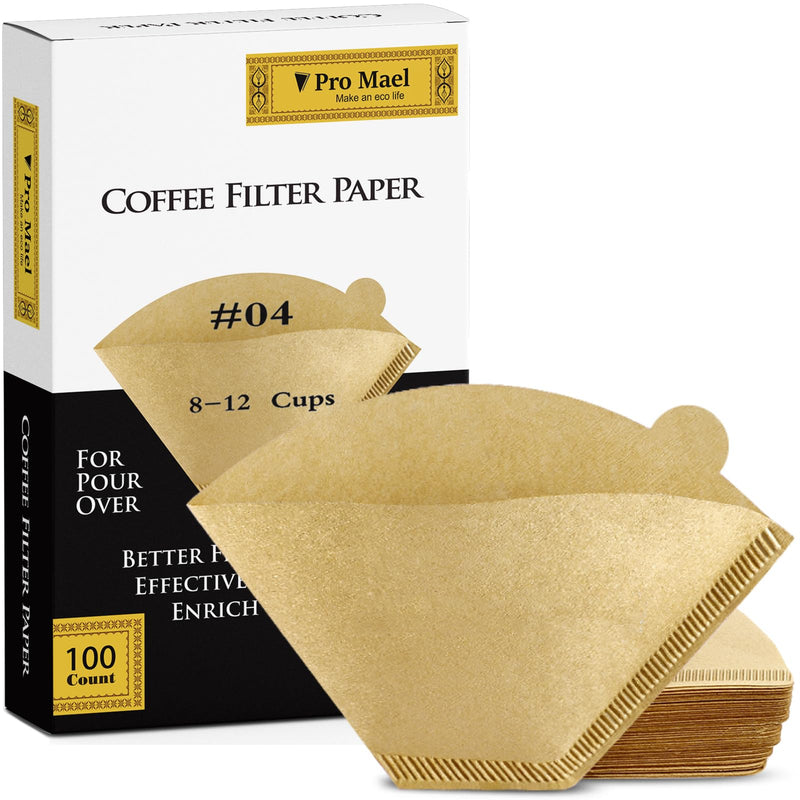 [Australia] - Cone Coffee Filters #4, Number 4 Coffee Filter 8-12 Cup for Drip Coffee Maker, Unbleached Natural (100 Count) Unbleached (#4) 100 Count 