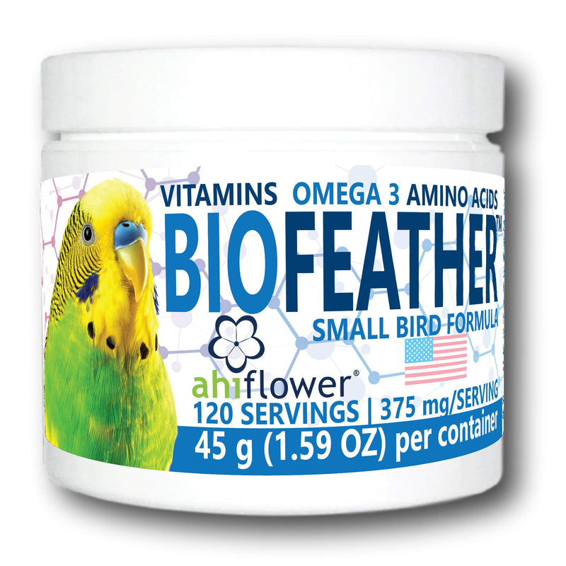 BIOFeather™ Feather Growth Dietary Supplement for Parrots, All-Natural Bird Formula (120 Servings) Small Bird 120 Scoops