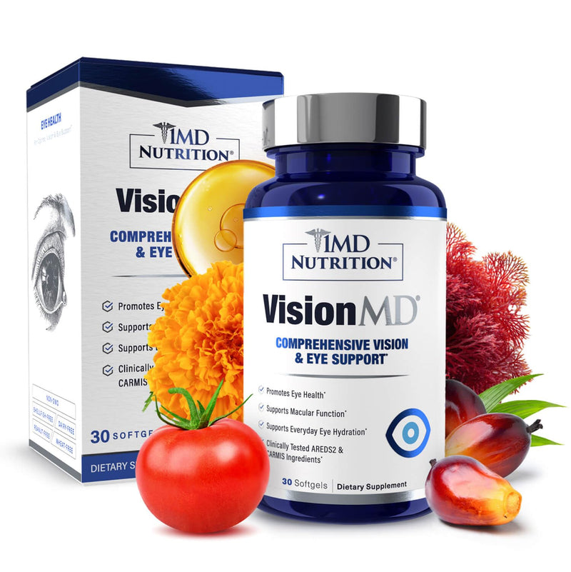 1MD Nutrition VisionMD Eye Vitamin CARMIS - Eye Supplement for Adults - with OptiLut Lutein & Zeaxanthin - Supports Vision Health Care, Everyday Eye Strain, & Occasional Dry Eye - 30 Softgels 30 Count (Pack of 1)