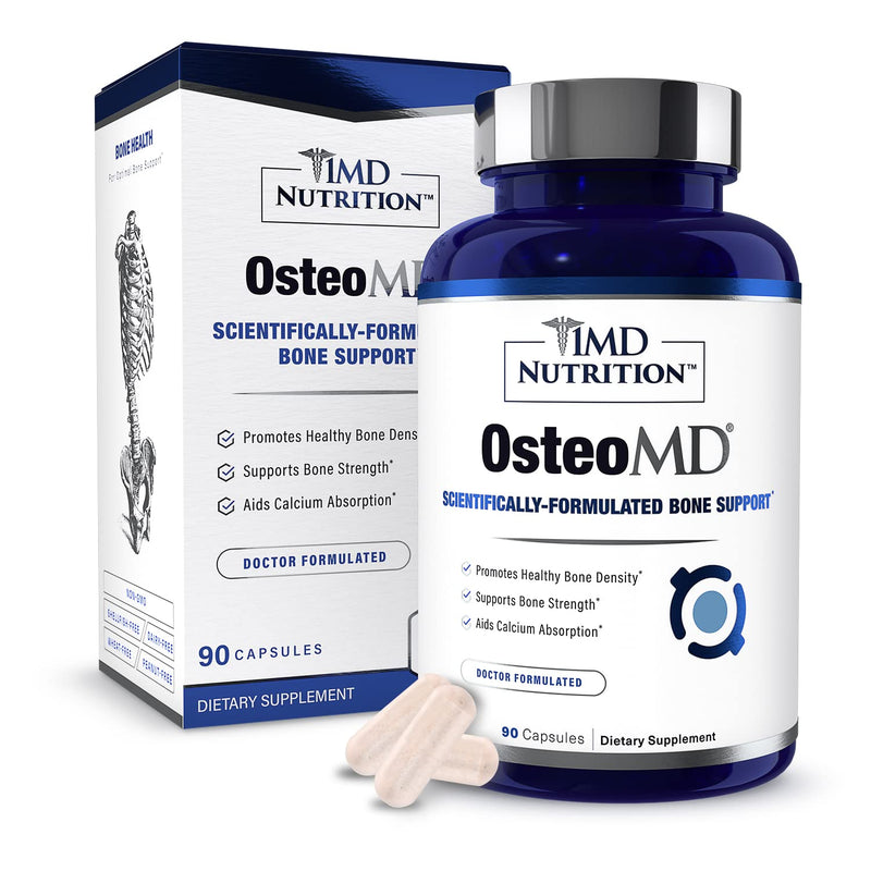 [Australia] - 1MD Nutrition OsteoMD for Comprehensive Support - Supplement for Women and Men - Promote Density w/Vitamin D - Hydroxyapatite w/Vitamin D3 & K2-90 Capsules 90 Count (Pack of 1) 