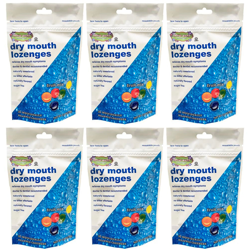 [Australia] - Dry Mouth Relief Fruit Mix 3.3oz Bag (6 Bags) | Relieves Dry Mouth & Increases Saliva Production, Sugar Free, Gluten Free, Delicious Fruit Flavor, Individually Wrapped, 30 Ct 