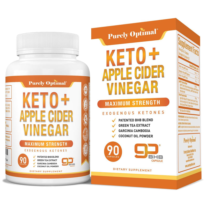 [Australia] - Purely Optimal Keto BHB + Apple Cider Vinegar Capsules with The Mother - Keto Diet Support, BHB Exogenous Ketones for Ketosis, Energy & Focus - Keto ACV Supplement for Women & Men - 90 capsules 