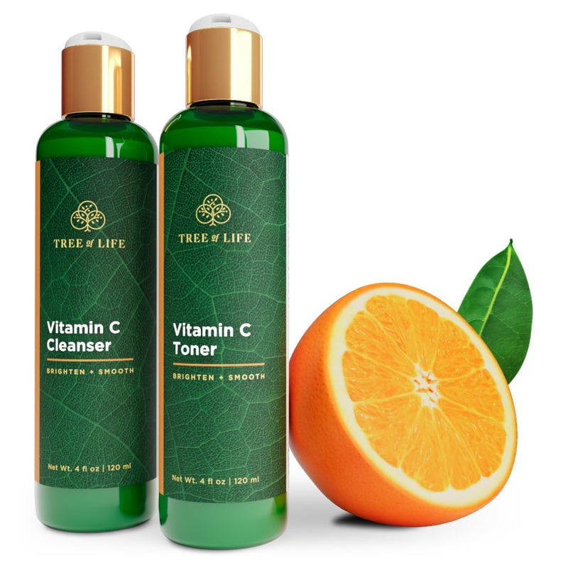 Tree of Life - Vitamin C Facial Cleanser - Face Care - 4 Fl Oz (Pack of 2) | Brightening Vitamin C facial cleanser and toner set. Minimizes pores for gentle deep cleaning for clear skin. Toner & Cleanser 2 X 4 Fl Oz