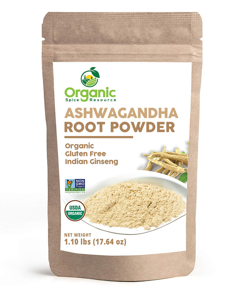 [Australia] - Organic Ashwagandha Root Powder - 1.10 lbs (17.64 oz) | Resealable Kraft Bag,Non-GMO, Indian Ginseng, Withania Somnifera -100% Raw from India, by SHOPOSR 1.1 Pound (Pack of 1) 