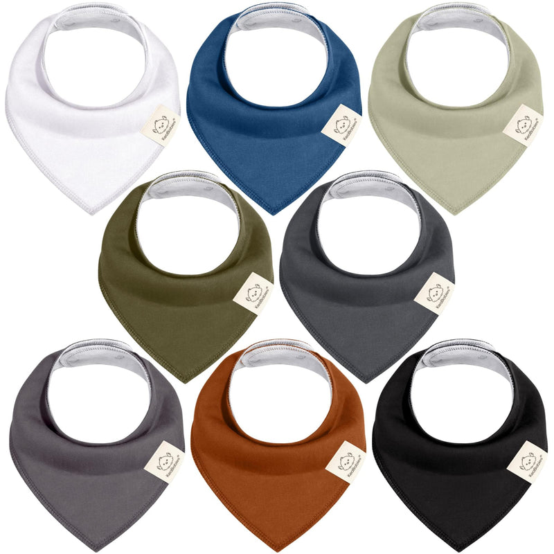 [Australia] - KeaBabies 8-Pack Organic Baby Bandana Drool Bibs - Stylish Unisex Bandana Bibs, Super Absorbent Bandana Drool Bibs, Gentle Teething Bibs for Infants, Organic Cotton Baby Bib (Basics) One Size (Pack of 8) Basics 