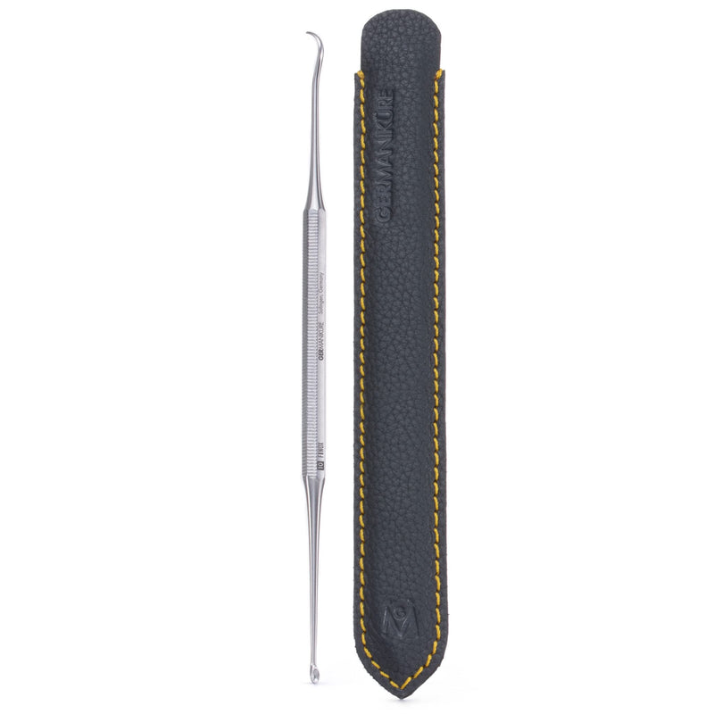 GERMANIKURE Double Sided Nail Curette Manicure Implement in Leather Case, Made in Solingen Germany