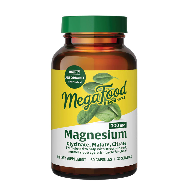 [Australia] - MegaFood Magnesium 300 mg - Highly absorbable blend of Magnesium Glycinate, Magnesium Citrate & Magnesium Malate to Help Support Heart, Nerve Health and Relaxation - 60 Capsules (30 Servings) 60 Count (Pack of 1) 