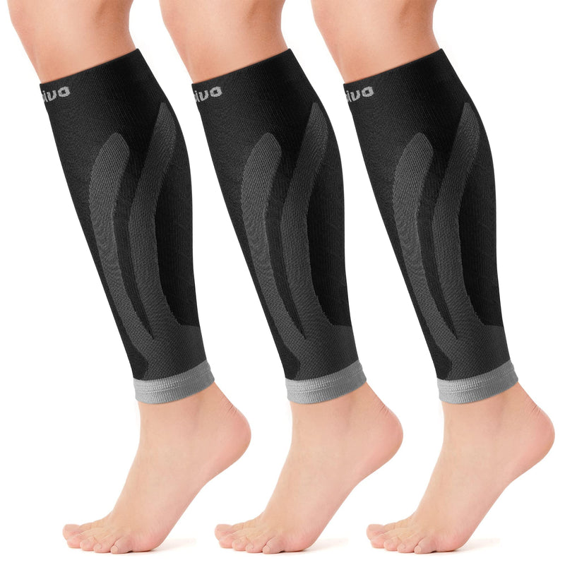 [Australia] - CAMBIVO 3 Pairs Calf Compression Sleeves for Men & Women – Footless Compression Socks for Shin Splints, Pain Relief, Varicose Veins – Leg Support for Running, Travel, Fitness, Nursing Large-X-Large Gray 