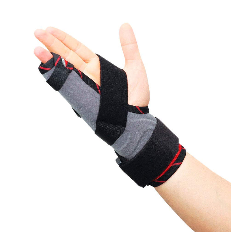[Australia] - ORTONYX Pinky Finger Splint Wrist Immobilizer Brace - Boxer Fracture for 4th & 5th Finger, Ulnar Gutter Support, Metacarpal Tunnel Syndrome, Breathable & Adjustable for Left or Right Hand / KB434 Gray One size Gray/Red/Black 
