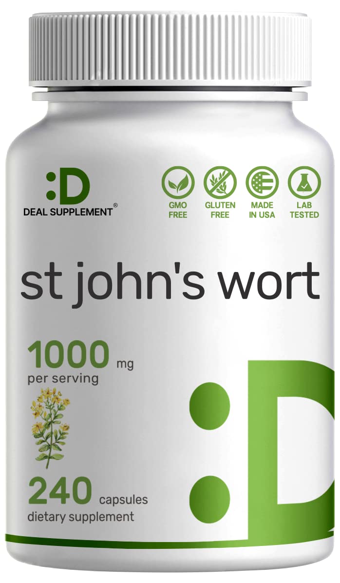[Australia] - DEAL SUPPLEMENT St. John's Wort Extract 1000mg - 240 Capsules, Retains 3000mcg Active Hypericins | Premium North American Source 