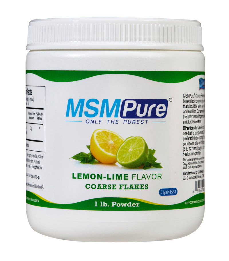 KALA HEALTH MSMPure Lemon Lime Flavored MSM Powder Coarse Flakes, 1 lb | OptiMSM Powder Supplement, US-Sourced MSM, Organic Sulfur, Vegan, Joint Comfort & Mobility, Skin Appearance, Hair & Nails 1 Pound (Pack of 1)