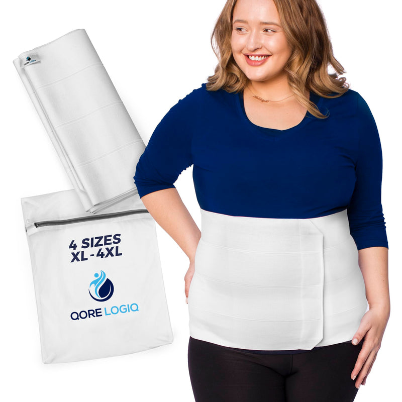 [Australia] - QORE LOGIQ Plus Size Abdominal Binder Post Surgery for larger Men + Women - Postpartum Belly Band - Compression Garment - Hernia Belt For Men + Woman - C Section Belly Binder - Adjustable (12 INCH XXXX-Large 12 INCH 