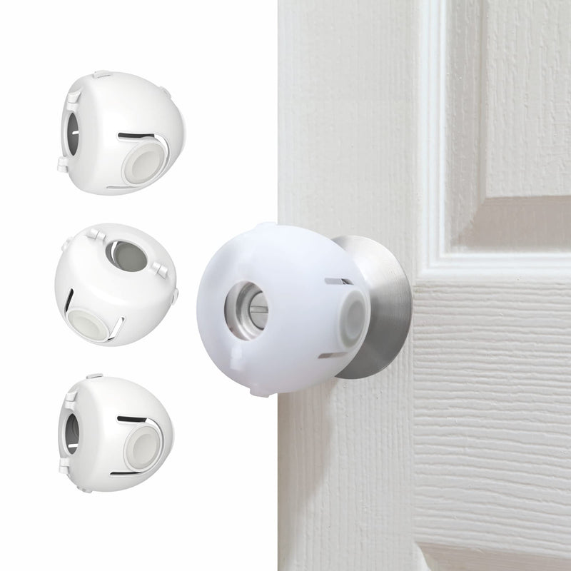 [Australia] - Child Proof Door Knob Covers, Door Knob Safety Cover for Kids, Baby Proof Safety Locks for Doors, 4 Pack/White 