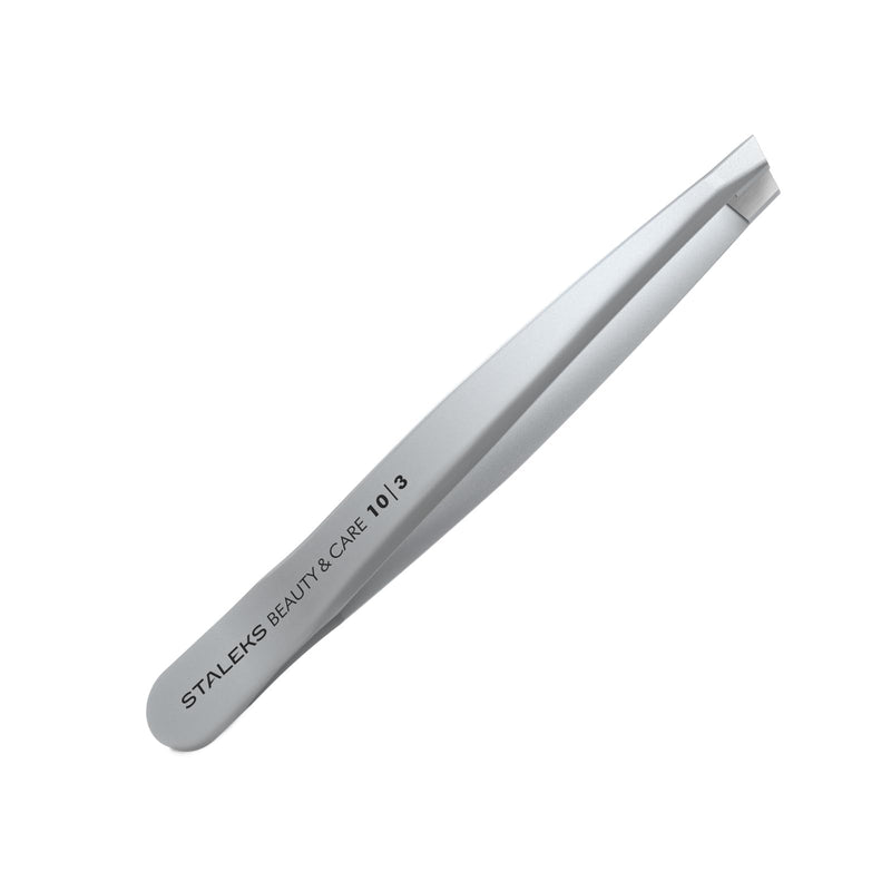STALEKS BEAUTY & CARE 10 Type 3 Eyebrow Tweezers – Wide Beveled Stainless Steel for Thick Brows & Home Hair Removal