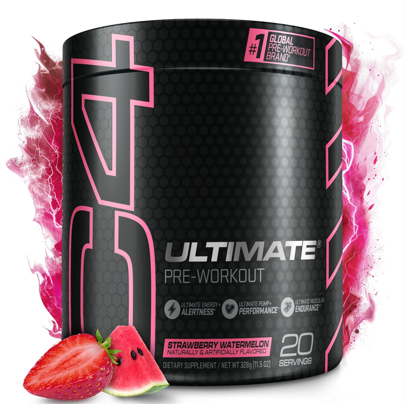 [Australia] - Cellucor C4 Ultimate Pre Workout Powder Watermelon - Sugar Free Preworkout Energy Supplement for Men & Women - 300mg Caffeine + 3.2g Beta Alanine + 2 Patented Creatines - 20 Servings Strawberry Watermelon 20 Servings (Pack of 1) 