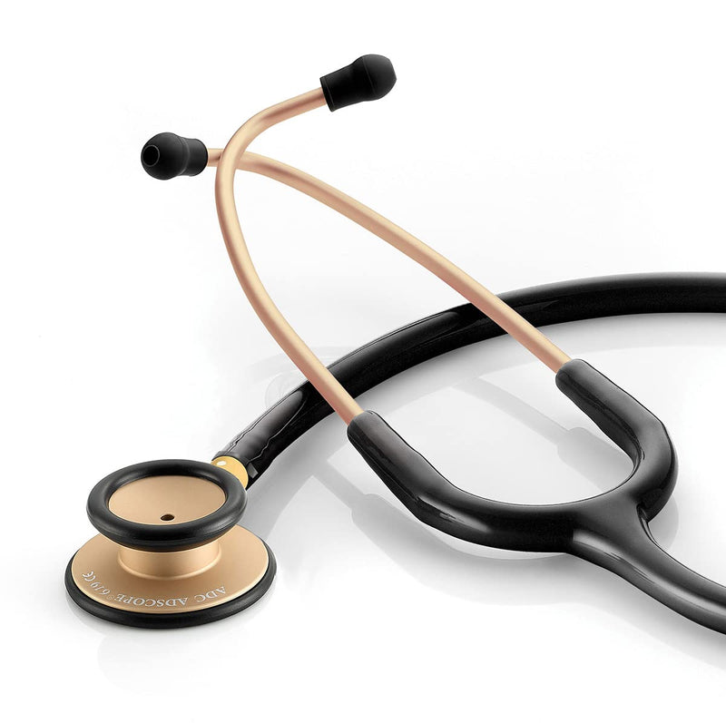 [Australia] - ADC 619CHM Adscope Lite Model 619 Ultra Lightweight Clinician Stethoscope with Tunable AFD Technology, Champagne Finish with Black Tubing 