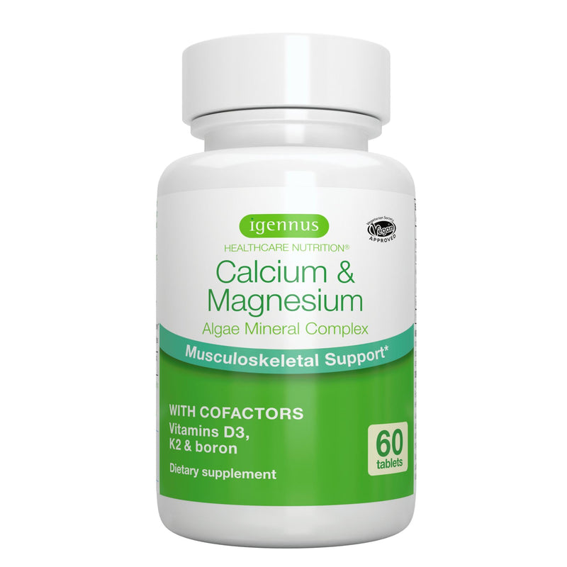 Igennus Red Algae Calcium Magnesium Complex, Bone Support, 60 Tablets | Comprehensive Complex with K2, D3 & Boron, High Absorption Minerals, Vegan & Plant Based, Non-GMO 60 Count (Pack of 1)