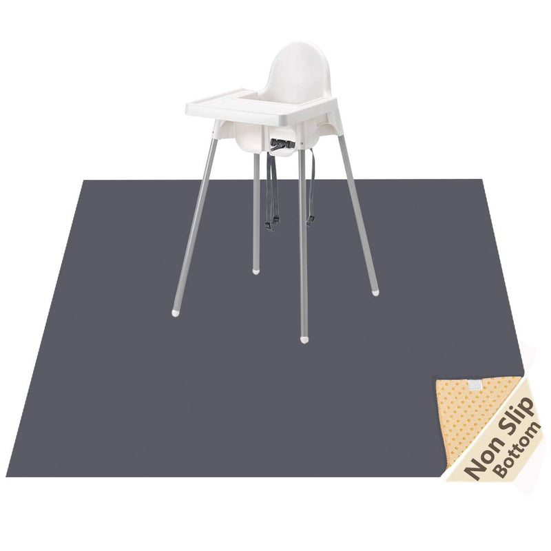 [Australia] - Splat Mat for Under High Chair/Arts/Crafts, WOMUMON Washable Spill Waterproof Anti-Slip Floor Protector Splash Mat, Messy and Table Cloth Grey 51x51 Inch (Pack of 1) 