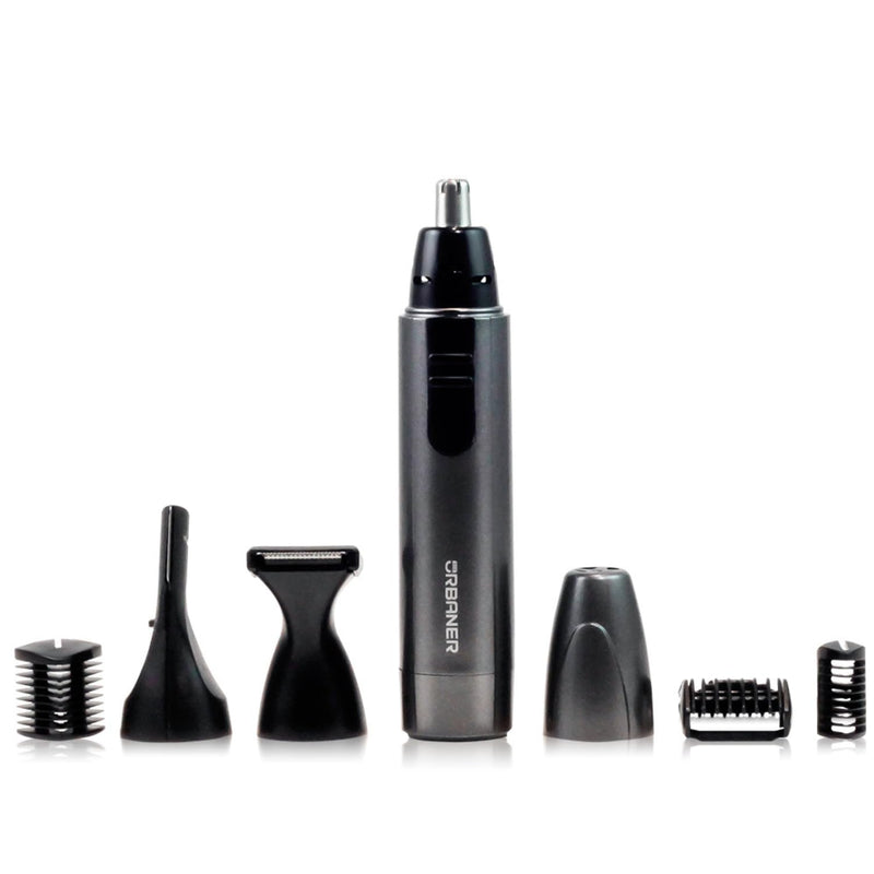 [Australia] - URBANER Beard Trimmer for Men, Waterproof Grooming Kit, Portable Nose and Ear Hair Clippers, 6 Pieces Set, Battery Included, Mustache Trimmer Gift for Men, MB-980 