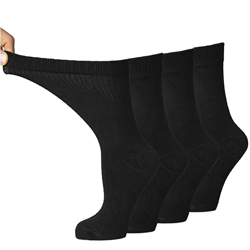 [Australia] - anatolian DIABETIC DRESS SOCKS Comfortable Soft - Men Women - Non constricting to ease circulation Neuropathy Maternity (Black 4 Pairs) Black 4 Pairs 