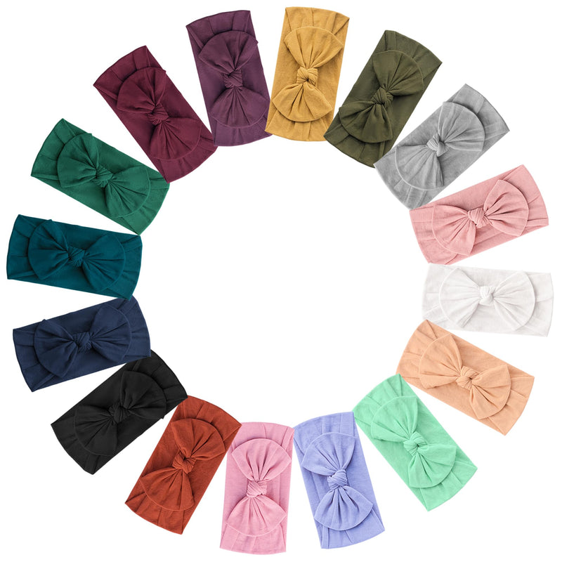 [Australia] - Prohouse 16PCS Baby Nylon Headbands Hairbands Hair Bow Elastics for Baby Girls Newborn Infant Toddlers Kids Purple 
