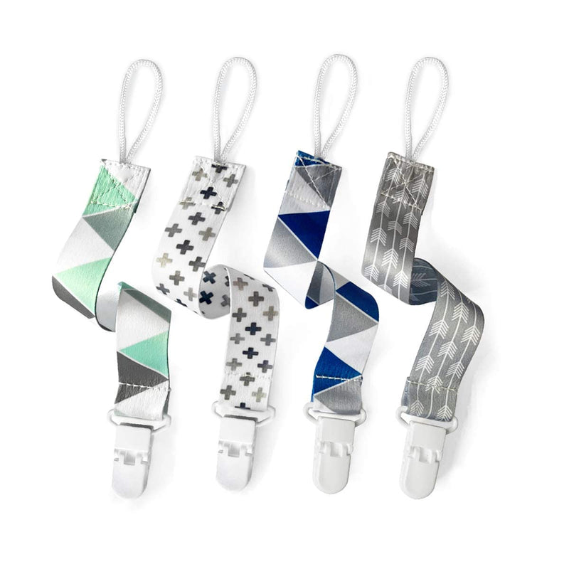 [Australia] - PandaEar Baby Pacifier Clips Solid Color, 4 Pack Universal Holder Leash for Boys and Girls, Teething Toys Teethers (Neutral) 