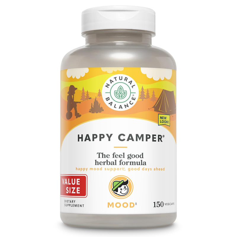 [Australia] - Natural Balance Happy Camper - Feel-Good Mood Support Supplement - Gotu Kola, Passion Flower, and Kava Kava Capsules - 60-Day Guarantee - 75 Servings, 150 VegCaps 150 Count (Pack of 1) 